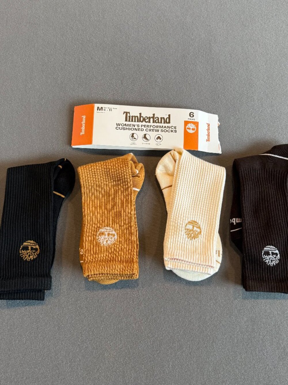 Timberland Women’s Performance Cushioned Crew Socks 4 Pair Lot M 6-11